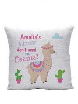 Image of Personalised Iridescent Sequin Llama Drama Cushion