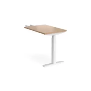 image of Height Adjustable Desk Rectangular Desk With Return 600mm Beech Tops With White Frames Elev8 Touch