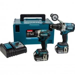 image of Makita DLX2176 18v Cordless LXT Brushless Combi Drill Impact Driver Kit 2 x 5ah Li ion Charger Case