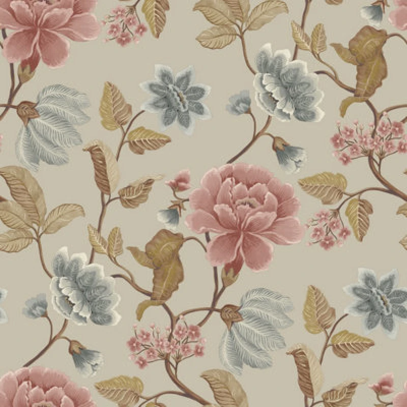 Image of Grandeco Celica Camellia Bloom Floral Trail Textured Wallpaper, Grey