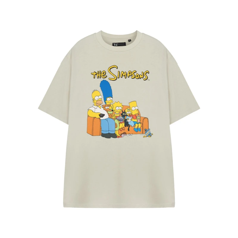 Image of The Simpsons The Simpsons Men Short Sleeved T-Shirt in Beige Size: 2X-large Beige XXL Male 5063203922857