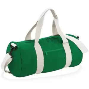 Image of Bagbase Plain Varsity Barrel / Duffle Bag (20 Litres) (One Size) (Kelly Green/Off White) - Kelly Green/Off White