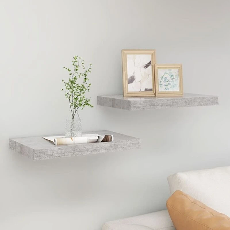 Image of VIDAXL Floating Wall Shelves 2 pcs Concrete Grey 40x23x3.8cm MDF vidaXL 8720286416938