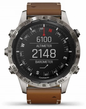 Image of Garmin MARQ Adventurer Brown Leather and Black Rubber Watch