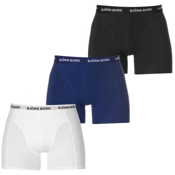 image of Bjorn Borg 3 Pack Solid Trunks - Blk/Wht/Nvy