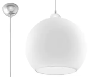 image of Ball 1 Light Glass Dome Ceiling Pendant White, Chrome, E27