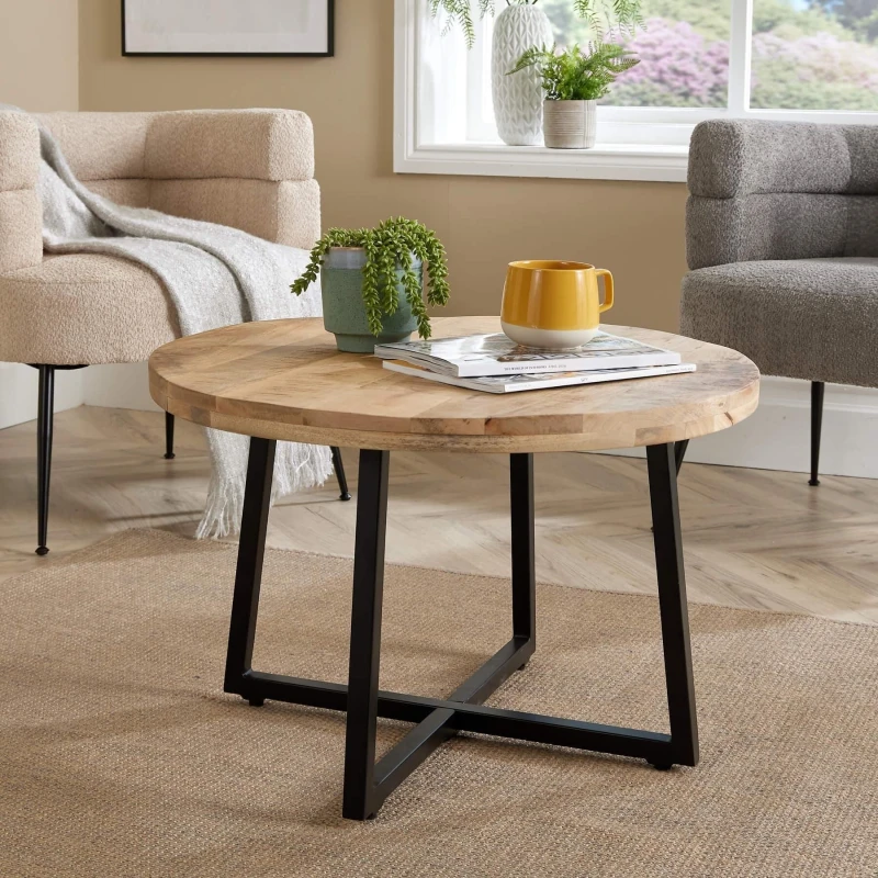 Image of Home Source Modesto Mango Wood Round Coffee Table