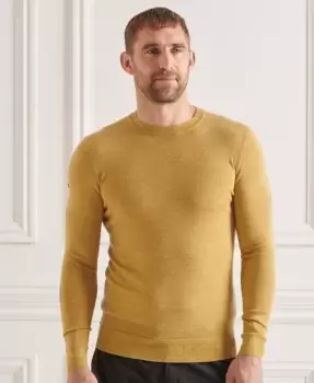 Image of Superdry Mens Studios Merino Crew Jumper Grey / Dark Chartreuse Marl - Size: Xxl