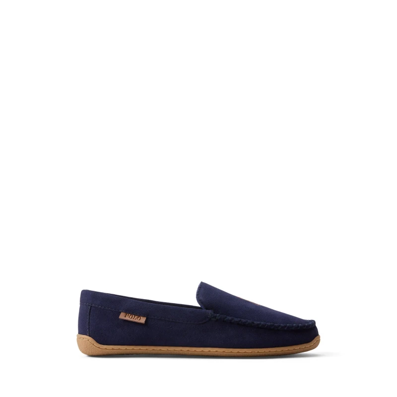 Image of Polo Ralph Lauren Mens Brenan Moccasin Slippers Navy/Red PP male 7 (41)