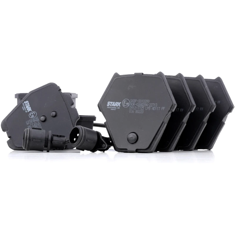 Image of STARK SKBP-0010399 Brake pad set Front Axle, incl. wear warning contact, without accessories, with anti-squeak plate Brake Pad Set,disc brake (402)
