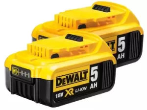 Image of DEWALT DCB184X2 18V 5Ah XR Li-Ion Batteries Twinpack