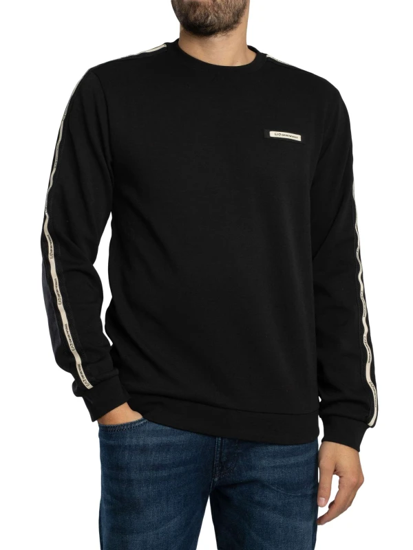 Image of EA7 Brand Rib Sweatshirt Black L