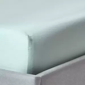Image of HOMESCAPES Duck Egg Blue Organic Cotton Deep Fitted Sheet 18" 400 Thread count, Double - Duck Egg Blue - Duck Egg Blue