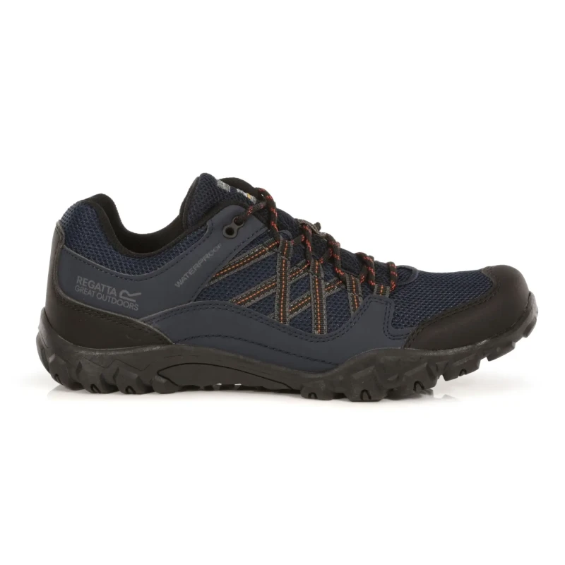 Image of Regatta Mens Edgepoint III Waterproof Lace Up Walking Shoes UK Size 8 (EU 42) Navy/Burnt Umbr RMF617-QFD-8