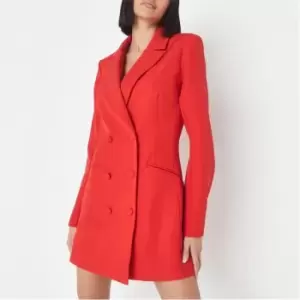 image of Missguided Double Breasted Flared Sleeve Blazer Dress - Red