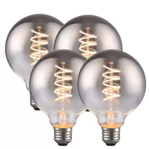 image of 4 Watts G95 E27 LED Bulb Smoked Globe Warm White Dimmable, Pack of 4