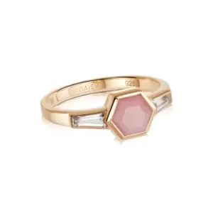 Image of Rings 18ct Gold Plate Beloved Pink Opal Hexagon Ring 18ct Gold Plate