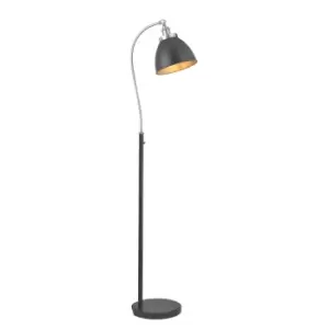 Image of Franklin Task Floor Lamp, Aged Pewter Plate, Matt Black Paint