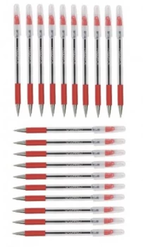 Image of Q-Connect Medium Red Stick Ballpoint Pen (Pack of 20) KF02459