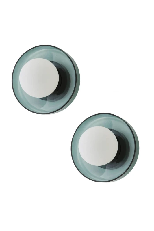 Image of ValueLights Newbury Pair of Glass with Globes IP44 Bathroom Wall Lights & Bulbs in Jade Jade Unisex
