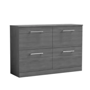 Nuie Arno 1200mm Floor Standing 4 Drawer Vanity & Worktop Anthracite Woodgrain