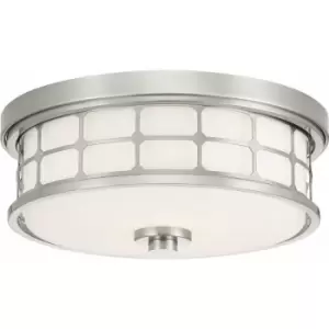 Image of Loops - 2 Bulb Flush Light Low Ceiling Brushed Nickel LED E27 60W Bulb