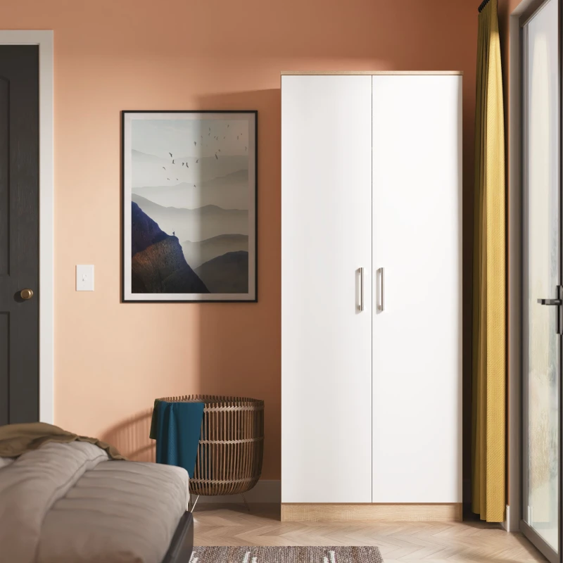 Image of Ready Assembled 2 U Cornwall 2 Door Wardrobe (Ready Assembled) Multicolor Unisex