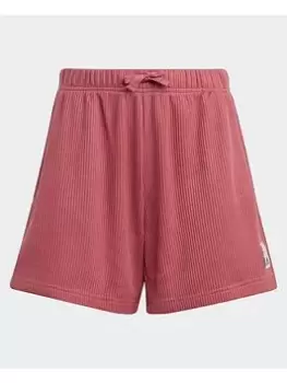 Image of adidas Lounge Waffle Knit Loose Shorts, Pink, Size 11-12 Years