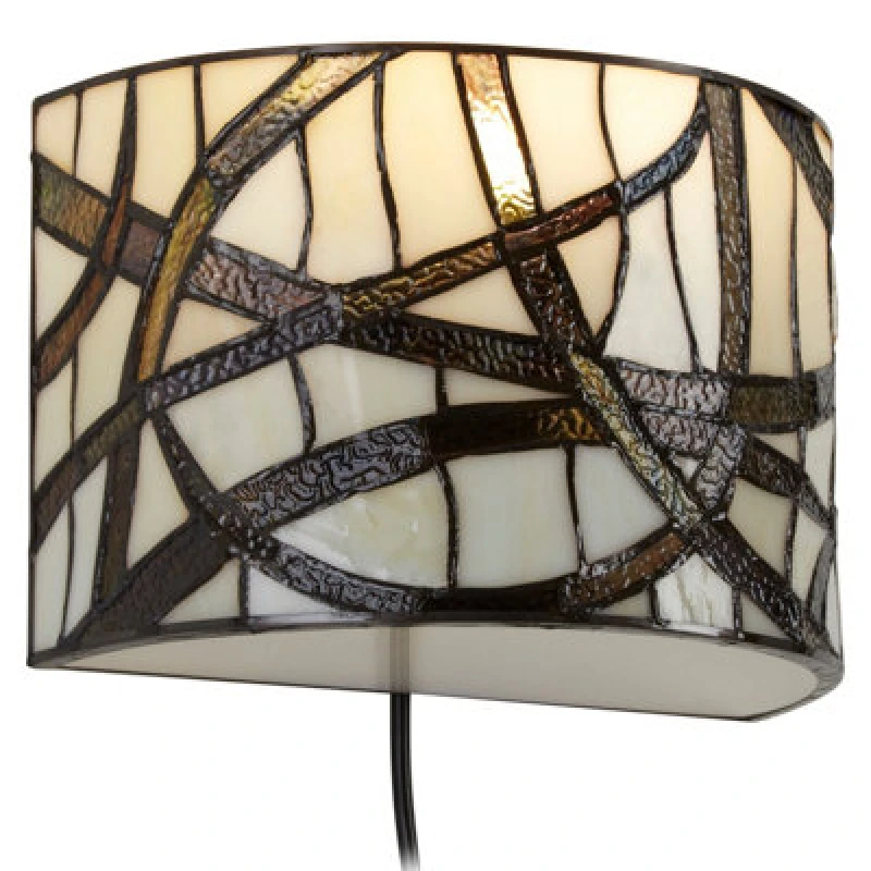Image of Orsina Branch Wall Light, Hand Rolled Art Glass Shade With Abstract Design, Bronze Frame Accent Light, Wall Light