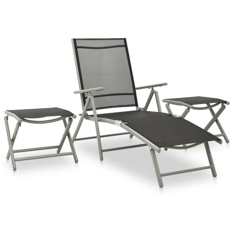 Image of VIDAXL 3 Piece Garden Lounge Set Textilene and Aluminium Silver Vidaxl 8720286108468