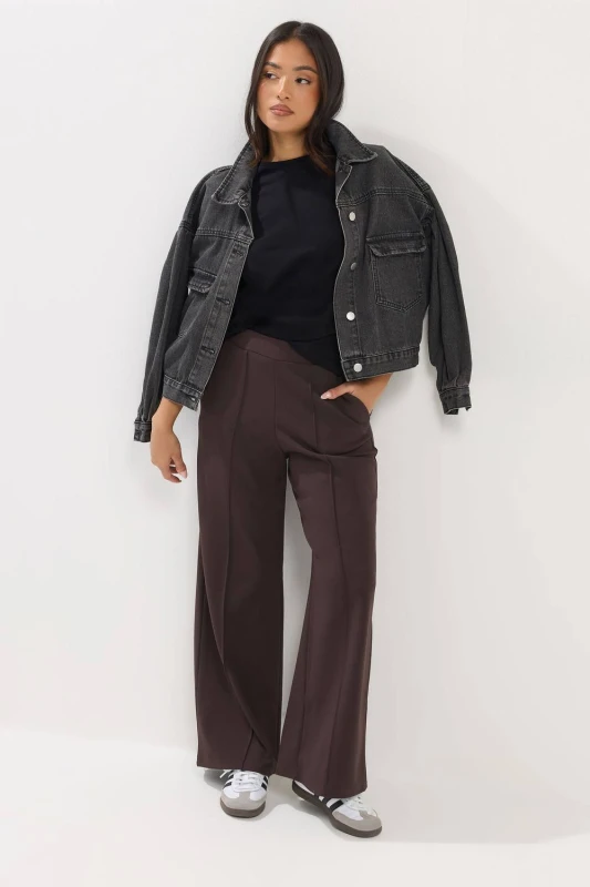 Image of PixieGirl Womens Petite Pintuck Trousers in Chocolate Size: 14S Chocolate Female 14S