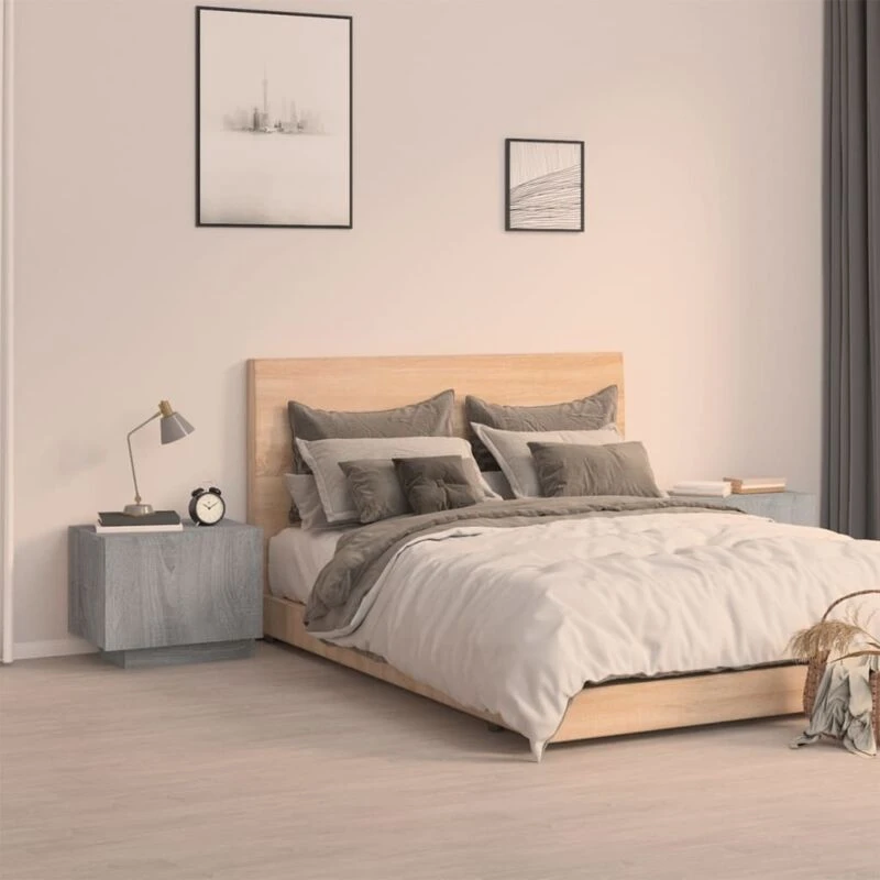 Image of Vidaxl Bedside Cabinet Grey Sonoma 100X35X40 Cm Engineered Wood, Grey 3152833