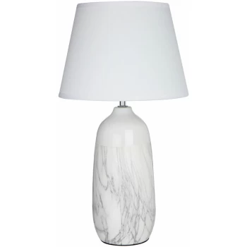 image of Premier Housewares - Reading White Ceramic Table Lamp/ Office Reading Lamp/ w25 x d25 x h46cm.