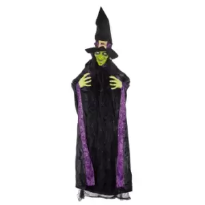 Image of Hanging Witch Halloween Decoration with Sound and Lights