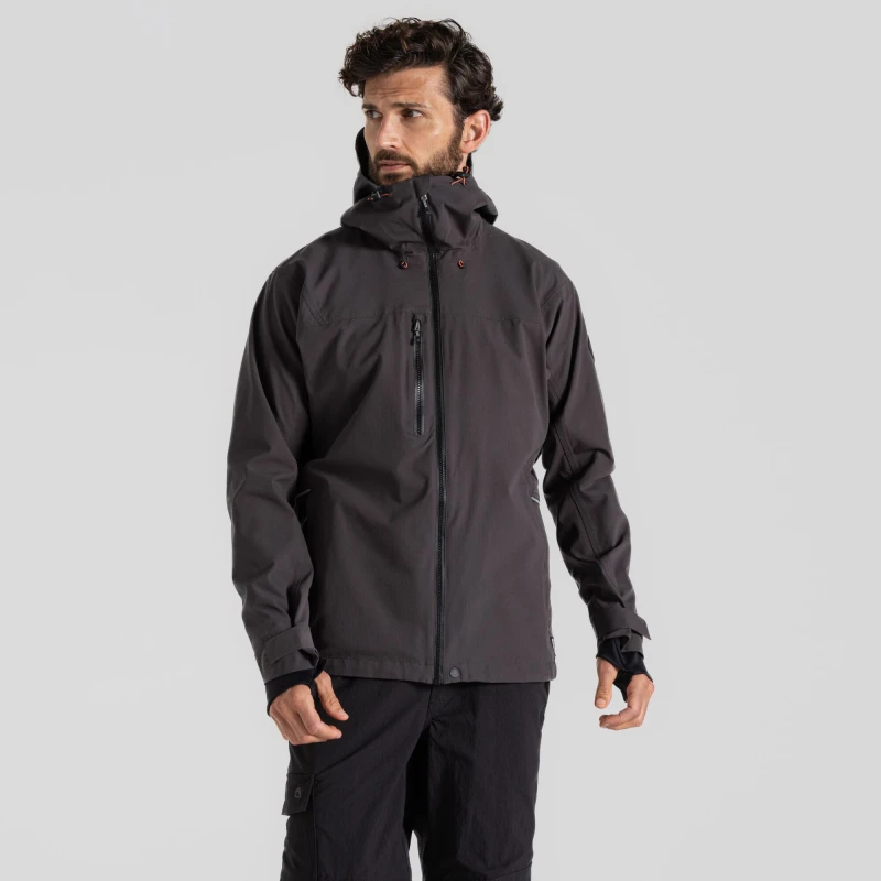 Image of Craghoppers Craghoppers Men Cawood AquaDry Water-Repellent Shell Waterproof Jacket in Grey Size: Small Grey S Male 5063019677484