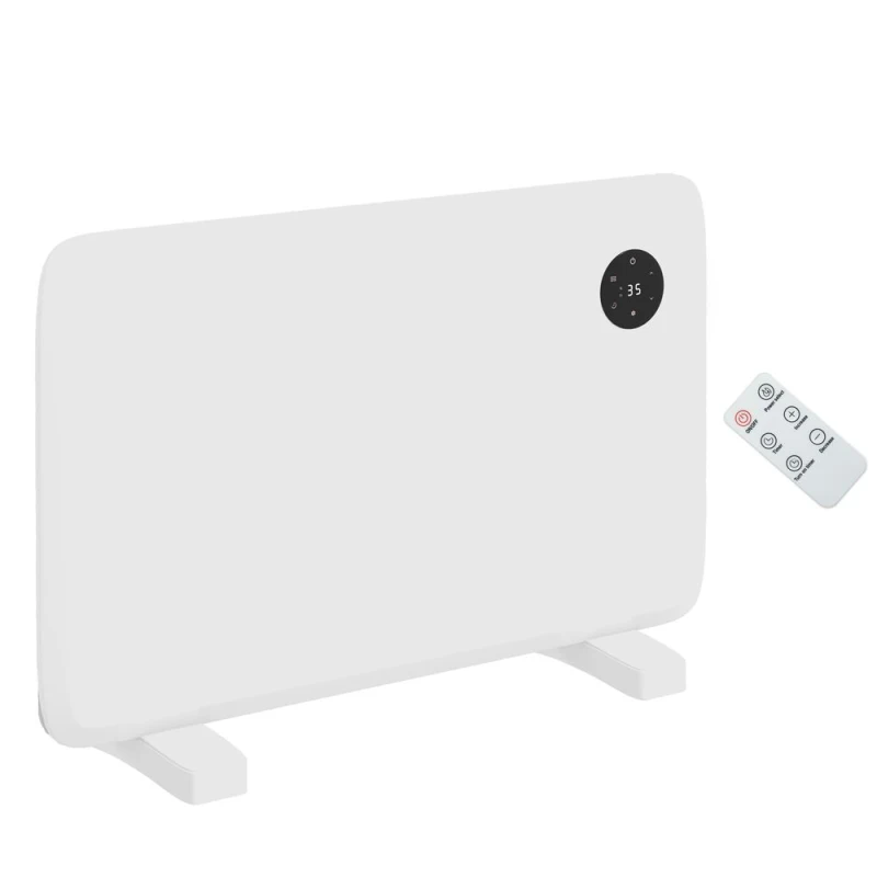 Image of HOMCOM 1200W Space Heater, Freestanding or Wall Mounted, Electric Convector Heater with Adjustable Thermostat, Timer, White