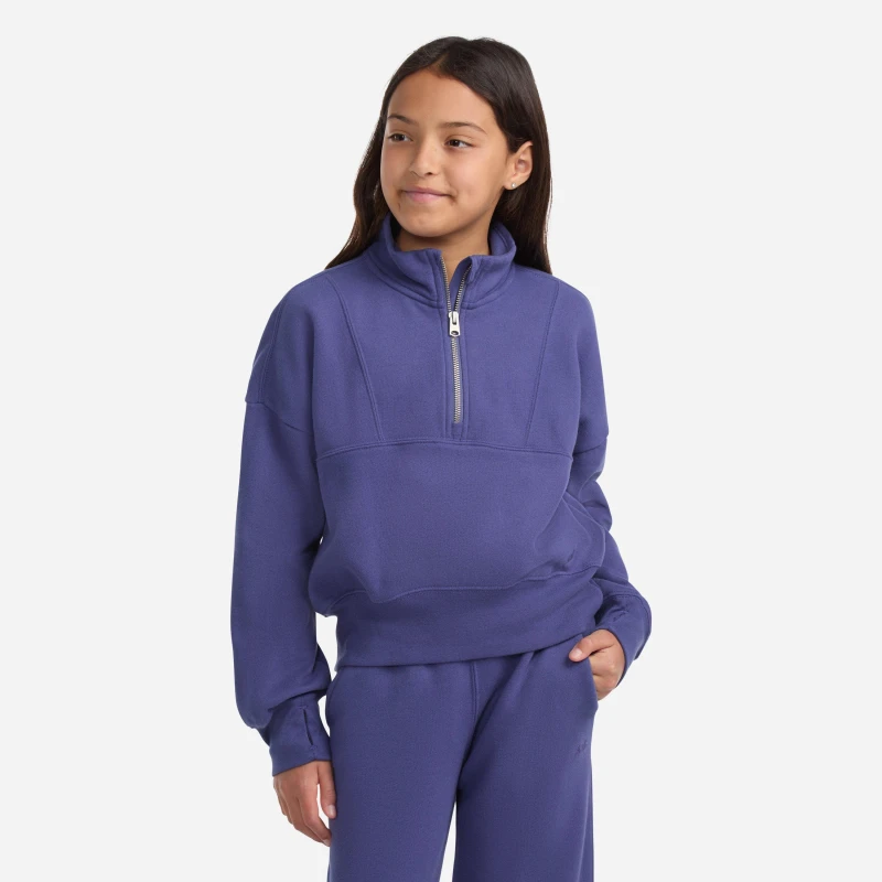 Image of Abercrombie and Fitch Kids 1/4 Zip Fleece Blue UD1 female 15-16Y