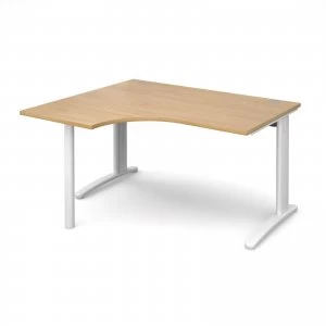 image of TR10 Left Hand Ergonomic Desk 1400mm - White Frame Oak Top