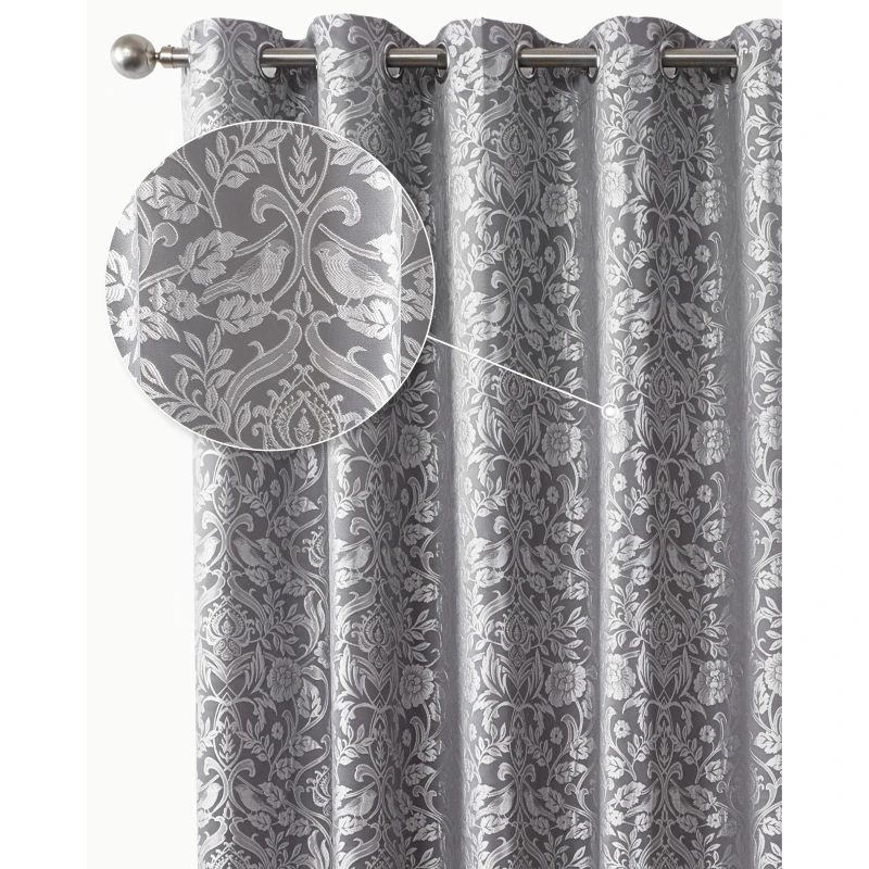 Image of Emma Barclay Lined Jacquard Curtains Eyelet Eden Silver unisex 229x229cm