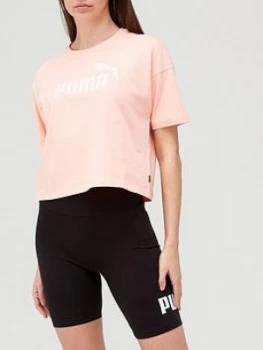 Puma Essential Cropped Logo T-Shirt - Pink, Size S, Women