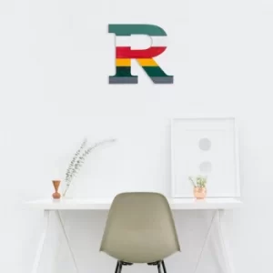 Image of Alphabet R 2 Multicolor Decorative Wooden Wall Accessory