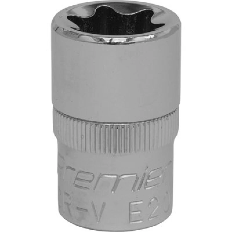 Image of Loops E20 TRX Star Socket Bit - 1/2" Square Drive - PREMIUM Drop Forged Head Knurled Multi