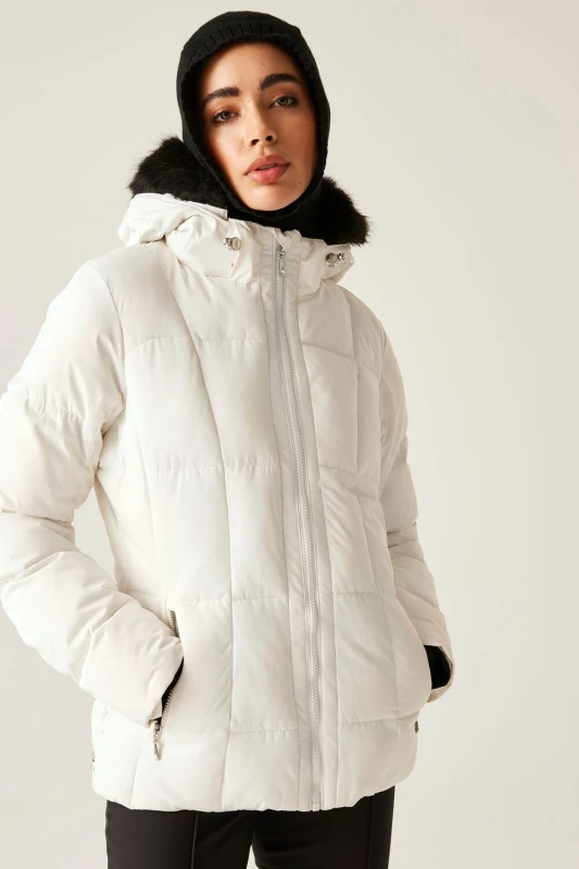Image of Dare 2b Womens Glamourize Waterproof Insulated Padded Ski Jacket in White Size: 10 White Female 10