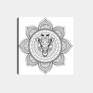 Image of MANDALA19 White Black Decorative Canvas Painting