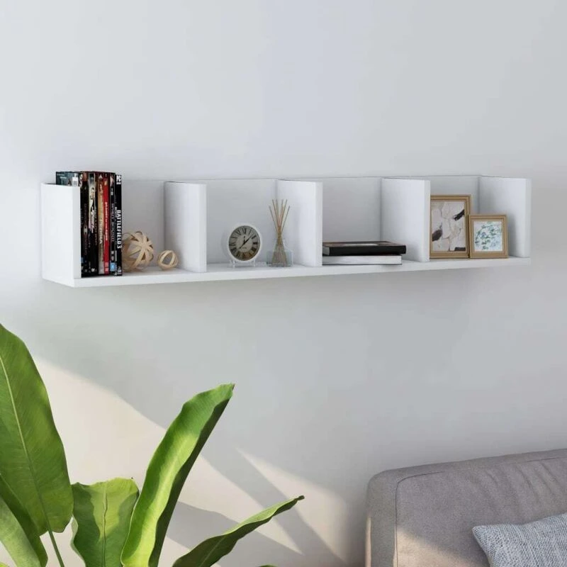 Image of VIDAXL Vidaxl - cd Wall Shelf White 100x18x18cm Engineered Wood 801319