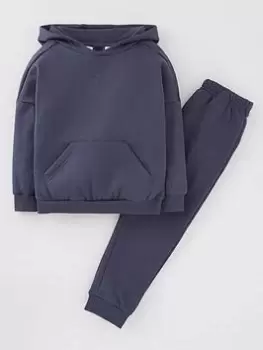 Image of Boys, adidas Infant Hooded Fleece Tracksuit - Dark Blue, Dark Blue, Size 9-12 Months
