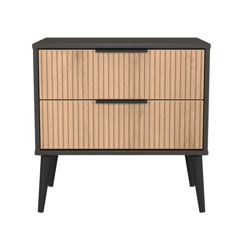 Image of Ready Assembled 2 U Fuji 2 Drawer Side Table (Ready Assembled) in Grey Grey Unisex