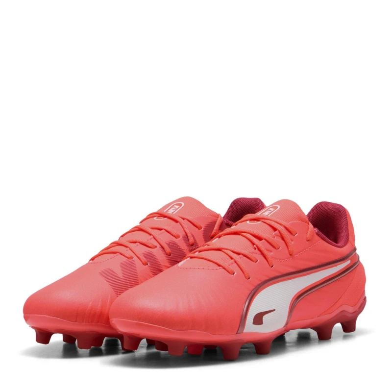 Image of Puma King Match Childrens Firm Ground Football Boots Red/White male 1 (33)