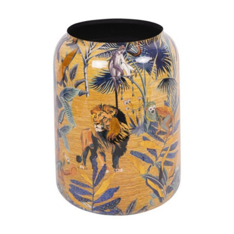 Image of Buttercup Farm Jungle Vase Large - Iron/paper/enamel - L47 X W47 X H62cm - Gold/blue