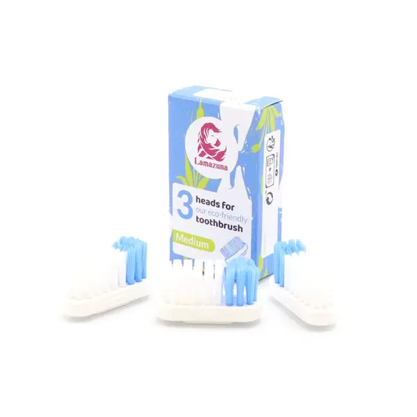 image of Lamazuna 3 Clip Head Refills Medium Toothbrush